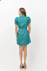 Tyler Boe Veronica Pleather Dress in deep lake - women's dress - alternate view