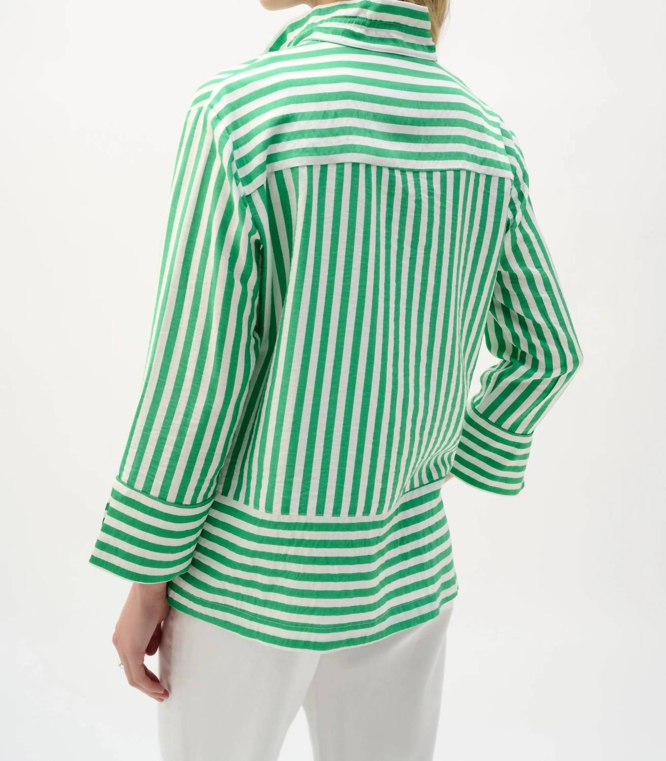Joseph Ribkoff - Woven Striped Button Down Straight Jacket