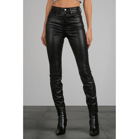 Elan - Faux Leather Straight Pants
