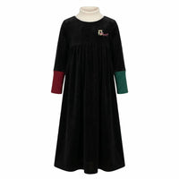 Nipoti - Girls Hand Embroidered Velour Maxi Dress