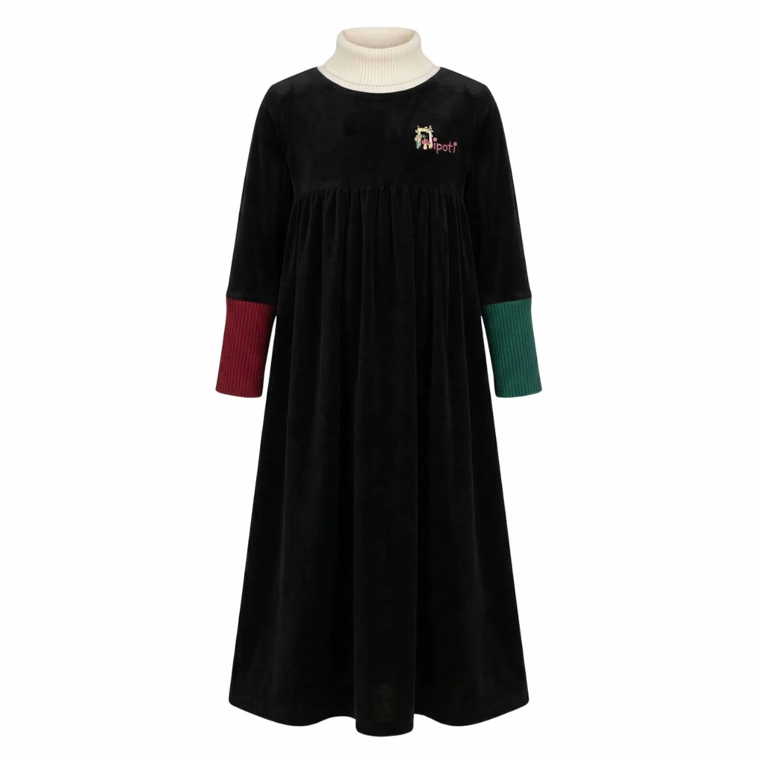 Nipoti - Girls Hand Embroidered Velour Maxi Dress