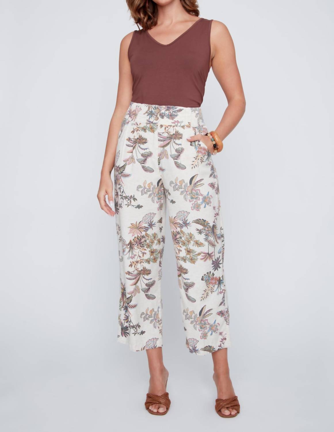 Coco Y Club - Tropical Palm Wide-leg Pants