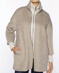 Kinross - Brushed Herringbone Zip Mockneck Coat