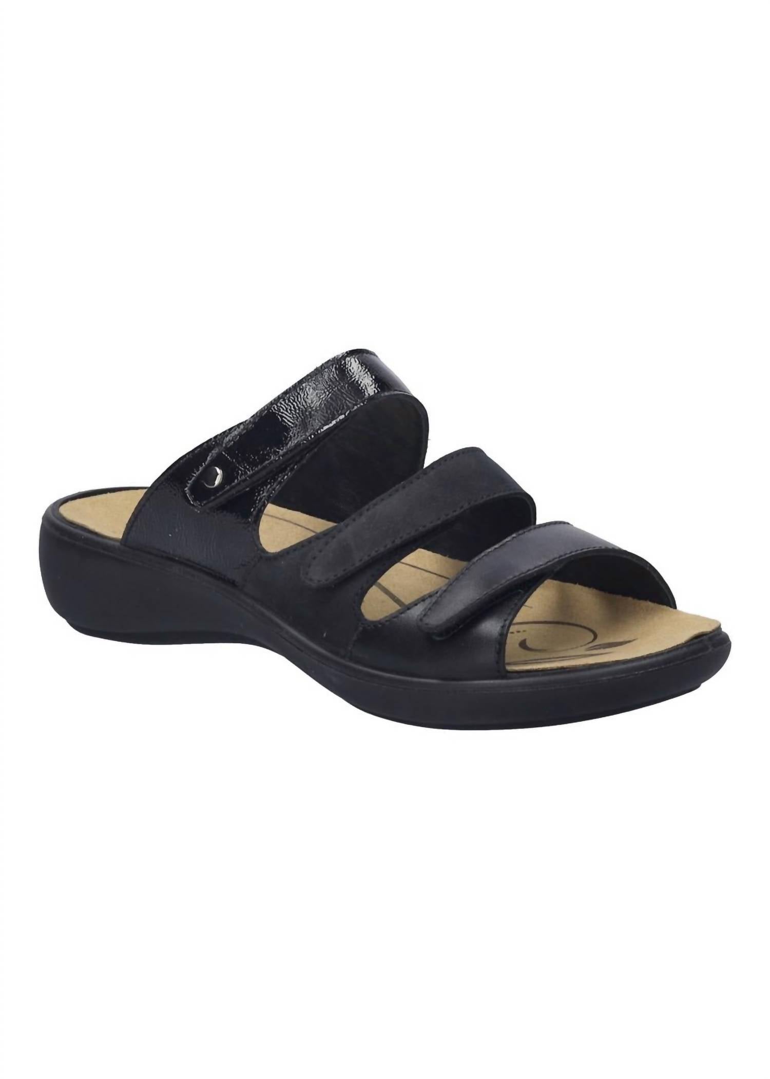 Romika USA Women's Ibiza 10 Leather Slip-on Sandals in black - women's sandal