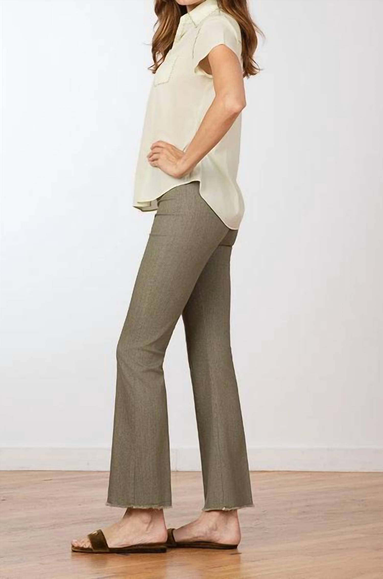 Avenue Montaigne Leo Denim Jeans in army green - women's jeans - detail view