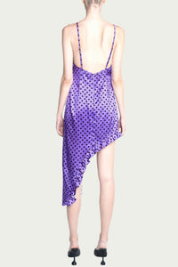 NEBULA ASYMMETRIC RUFFLED SILK DRESS