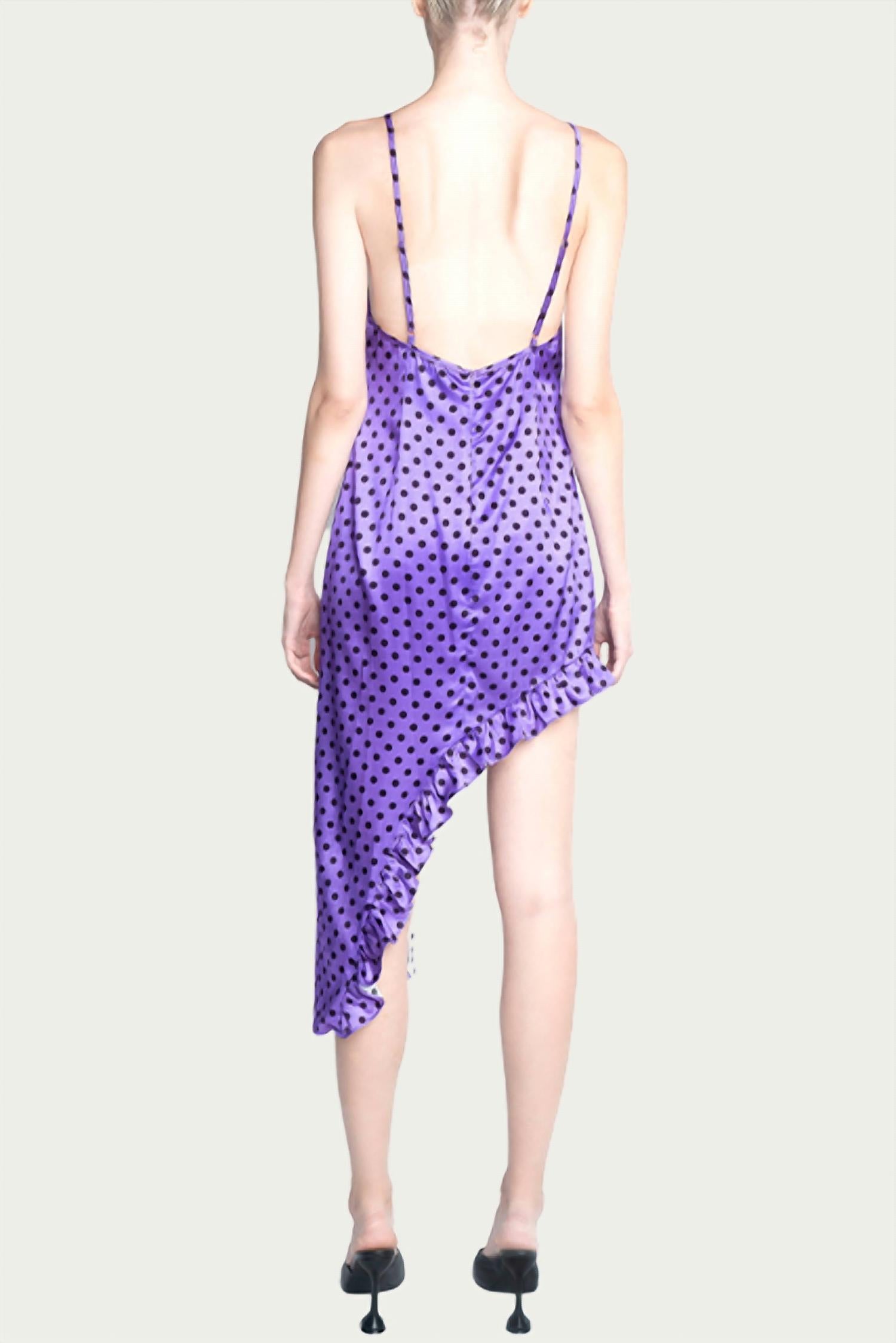 NEBULA ASYMMETRIC RUFFLED SILK DRESS