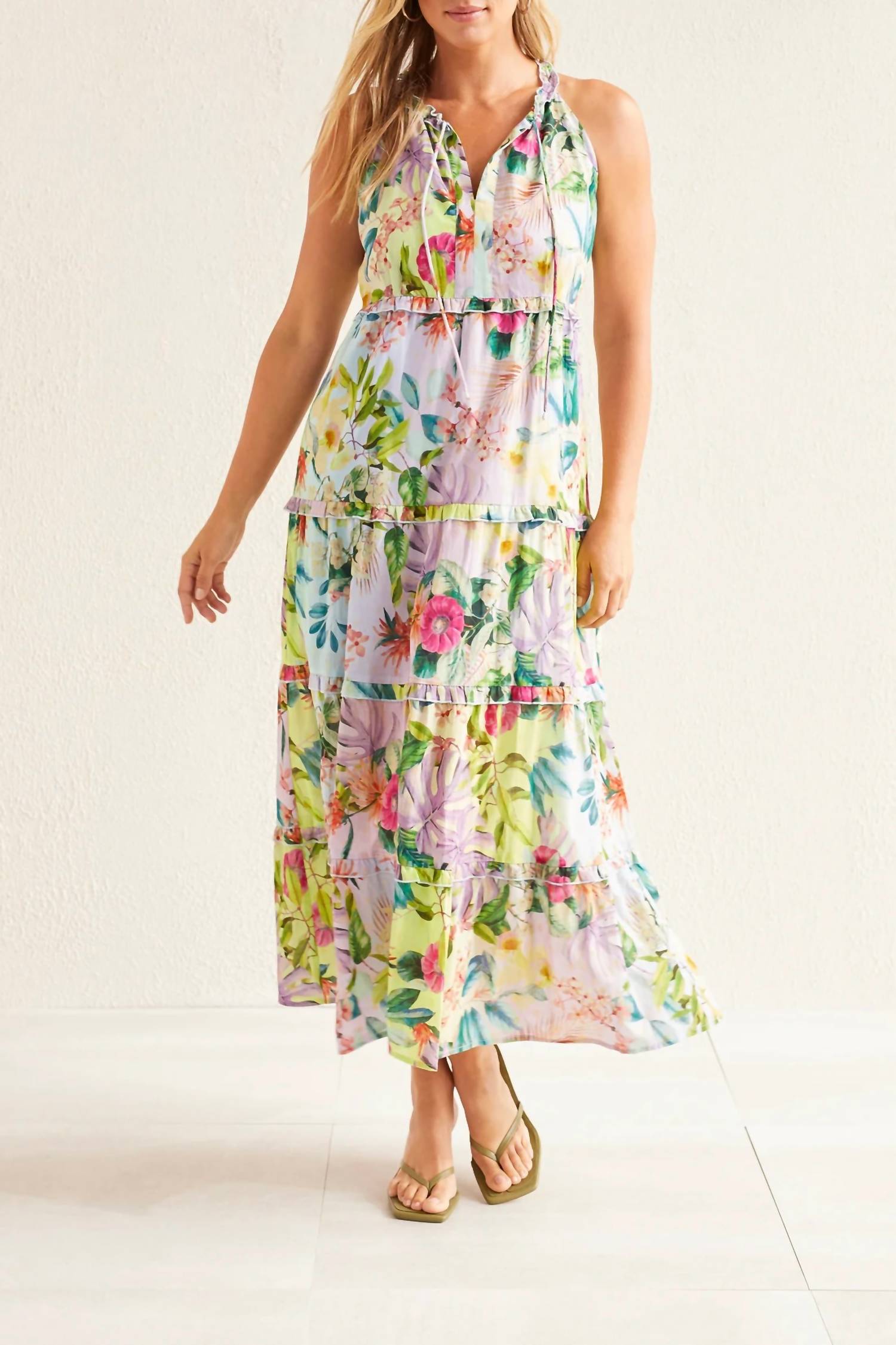Tribal - Slvless Tiered Dress W/Lining