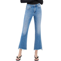 Flying Monkey - High Rise Slant Raw Hem Crop Flare Jeans