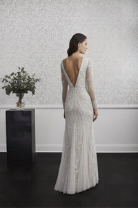 Adrianna Papell Long Sleeve Wedding Dress in ivory pearl - women's dress - alternate view