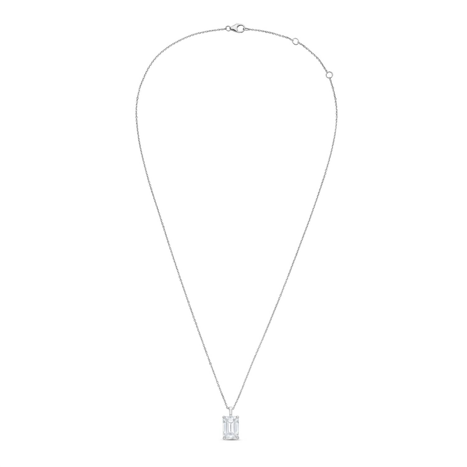 Diana M Jewels - Lab-grown Emerald-cut Diamond Pendant Necklace - 12.00 Ct With Solid Bail