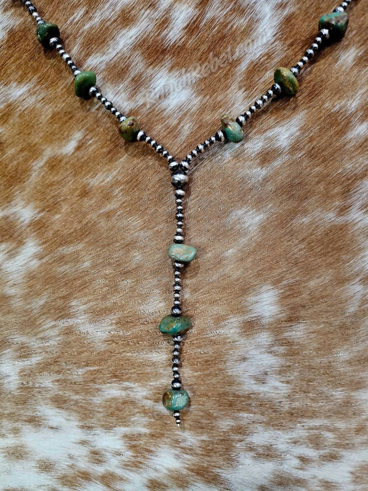Z Bars - Women's Turquoise Lariat Necklace