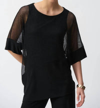 Joseph Ribkoff - Mesh and Silky Knit Cocoon Top