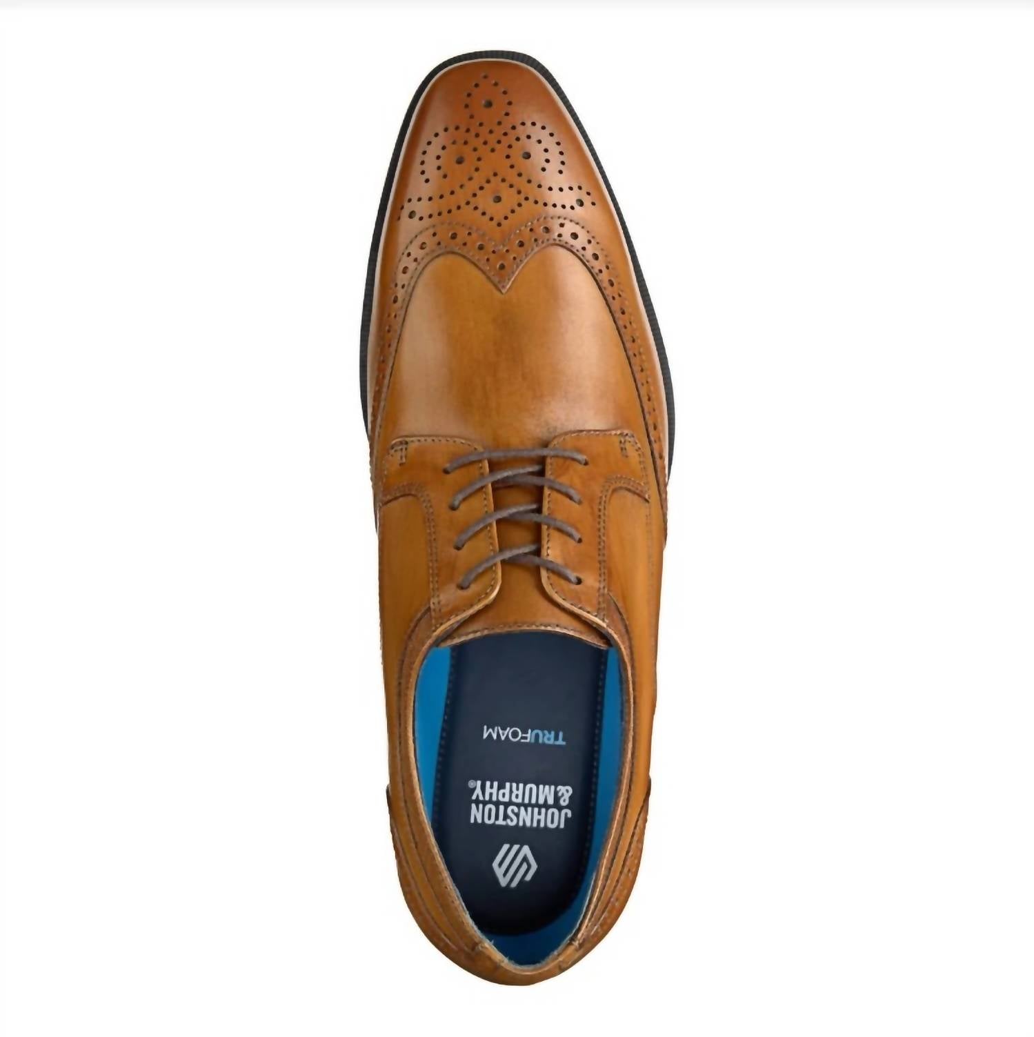 JOHNSTON & MURPHY Men's Gibbons Wingtip Oxfords in tan hand stain full grain - men's shoe - alternate view