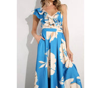 Mulla - One Shoulder Ruffle Pleated Maxi Dress