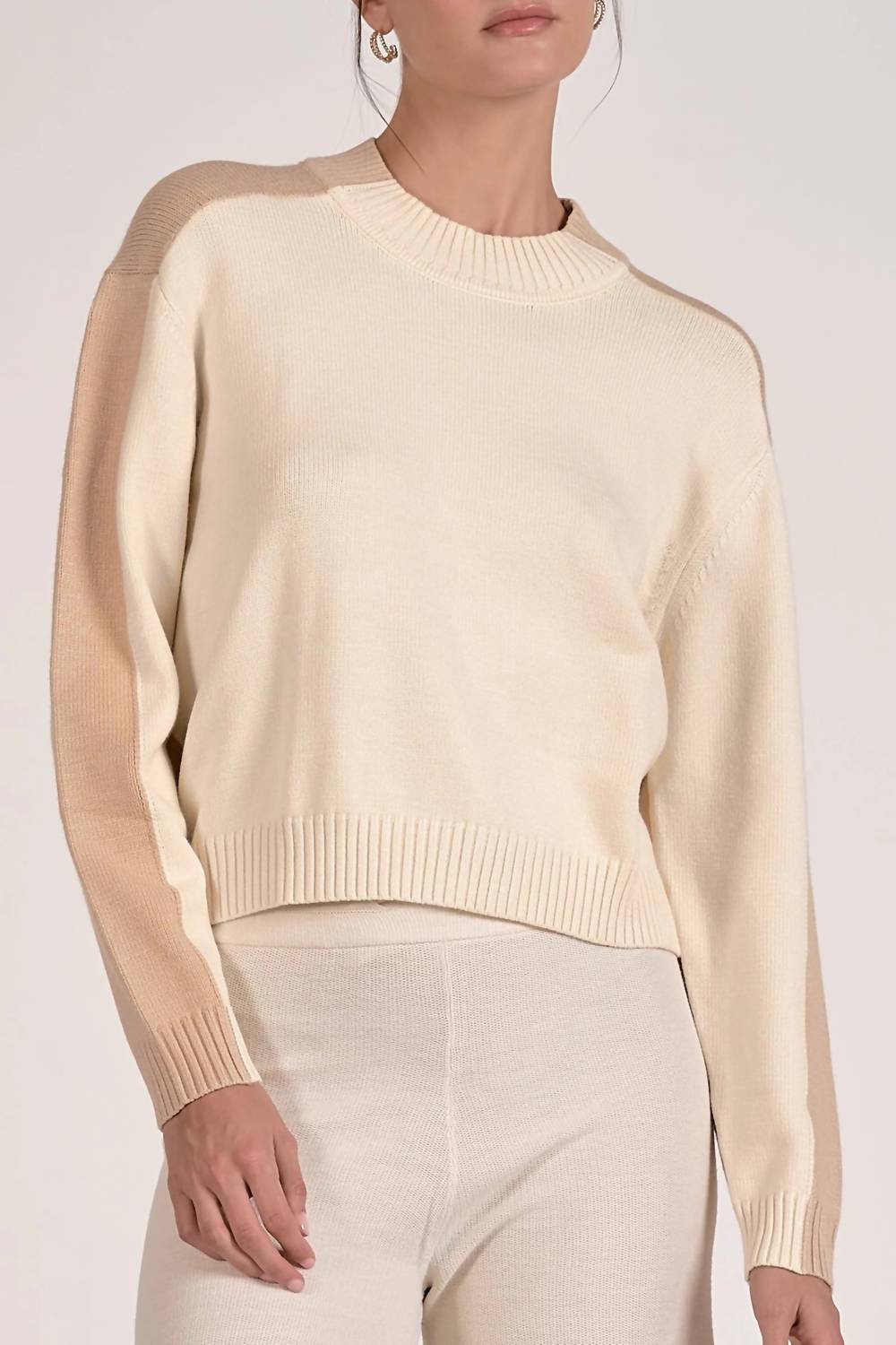 ELAN Mila Colorblock Sweater in beige - women's sweater