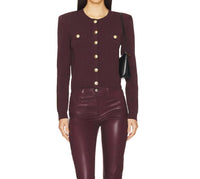 L'Agence Toulouse Cardigan Jacket in chocolate gold - women's cardigan - alternate view