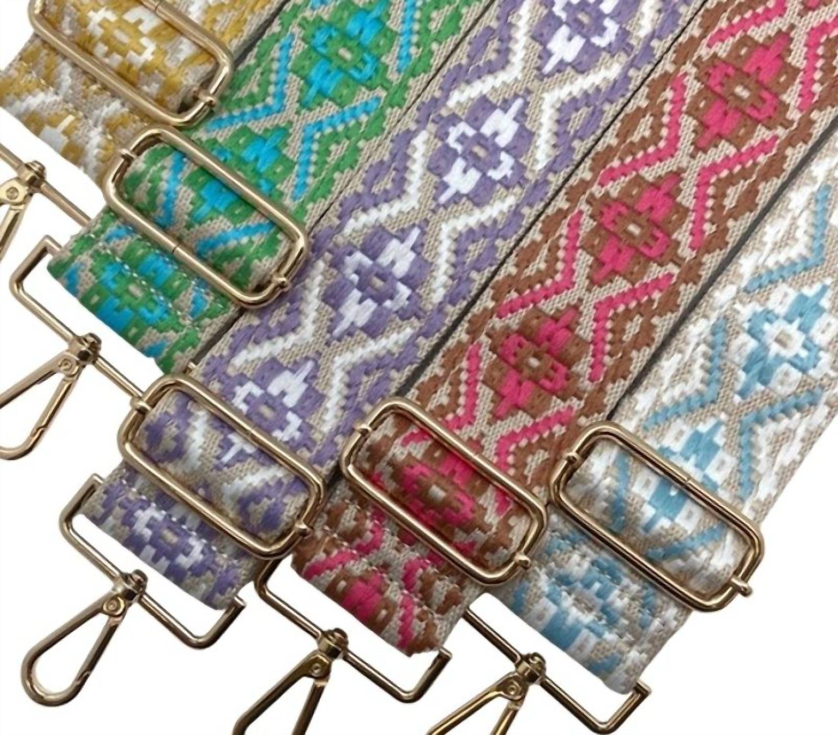 Cthru Women's Boho Berlin Geometric Adjustable Crossbody Bag Purse Guitar Strap in pink saddle - women's item - alternate view