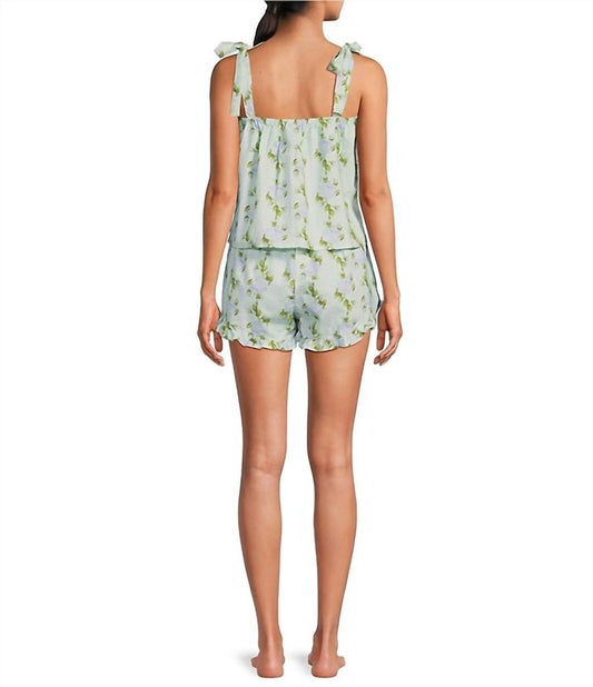 8 Oak Lane - Sleeveless Tie Top Woven Vintage Rose Print Shorty Pajama Set