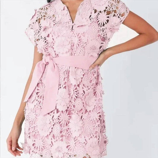 Abbey Glass - 3d Lace Mini Dress