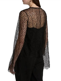 Brandon Maxwell Eloise Relax Lace Top in black - women's blouse - detail view