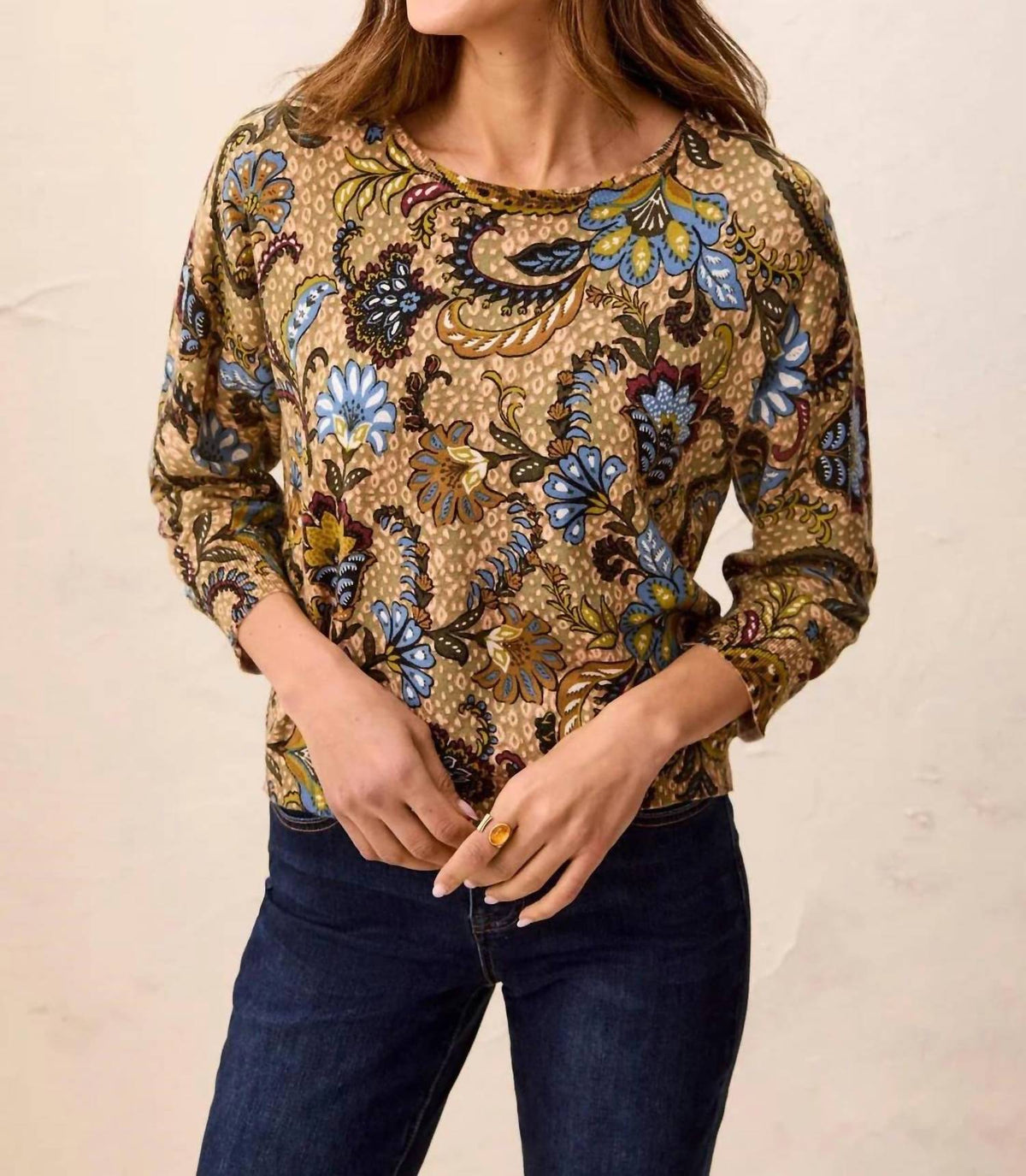 Tribal - Three Quarter Sleeve Crewneck Sweater