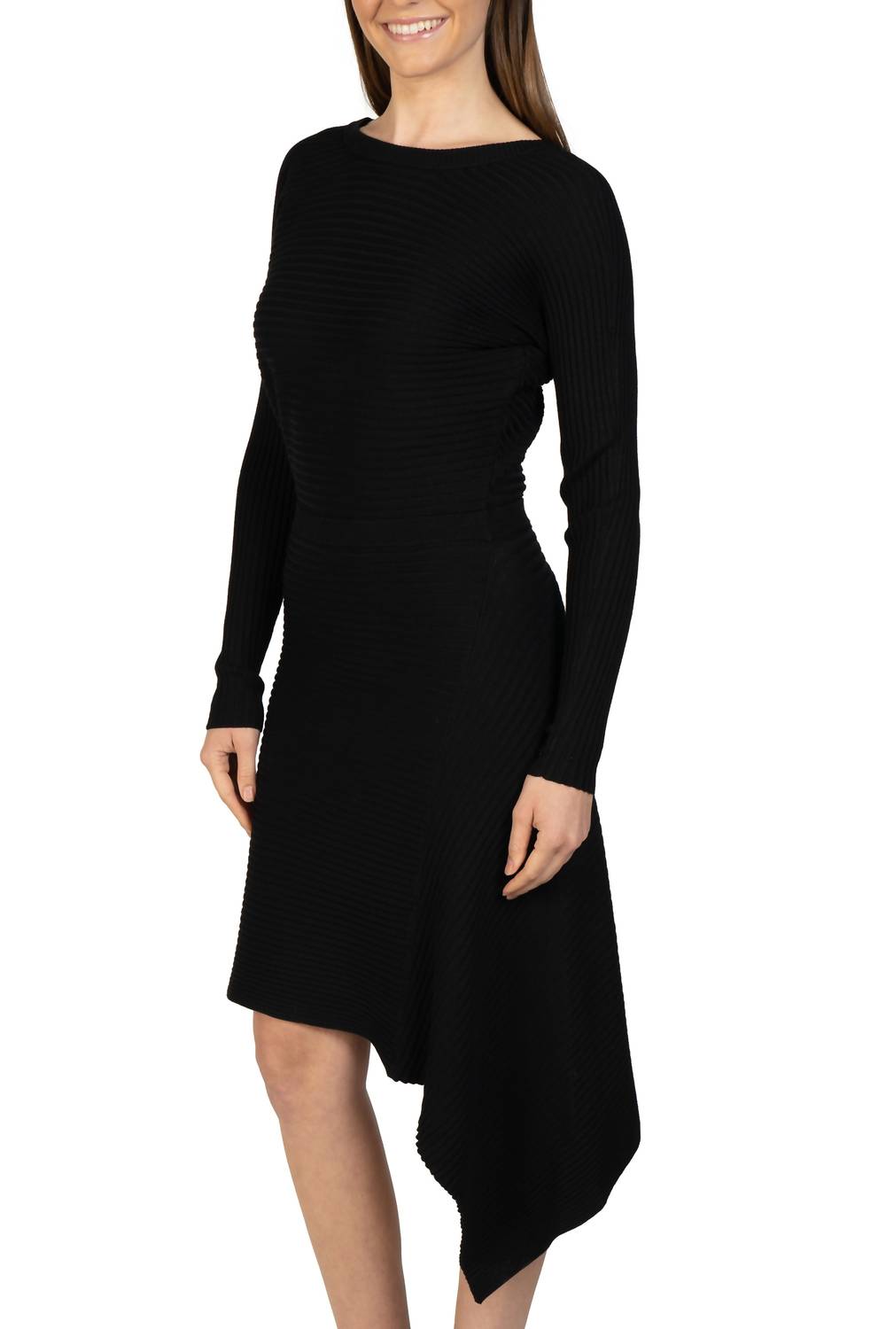 Love Token - Asymmetrical Knit Midi Sweater Dress