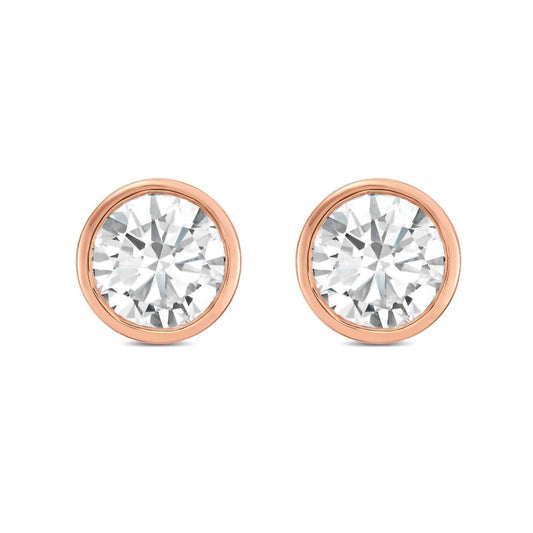Diana M Jewels - Women's Lab Grown Round Stud In A Bezel Setting Earrings (9.00 Ct)