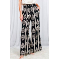Vine & Love - Geo Print Smocked Wide Leg Pants