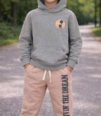 TINY WHALES Livin The Dream Hoodie Sweatshirt in coal - kids' shirt