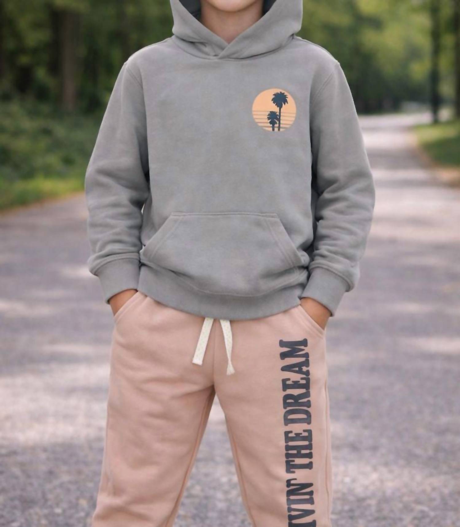 TINY WHALES Livin The Dream Hoodie Sweatshirt in coal - kids' shirt