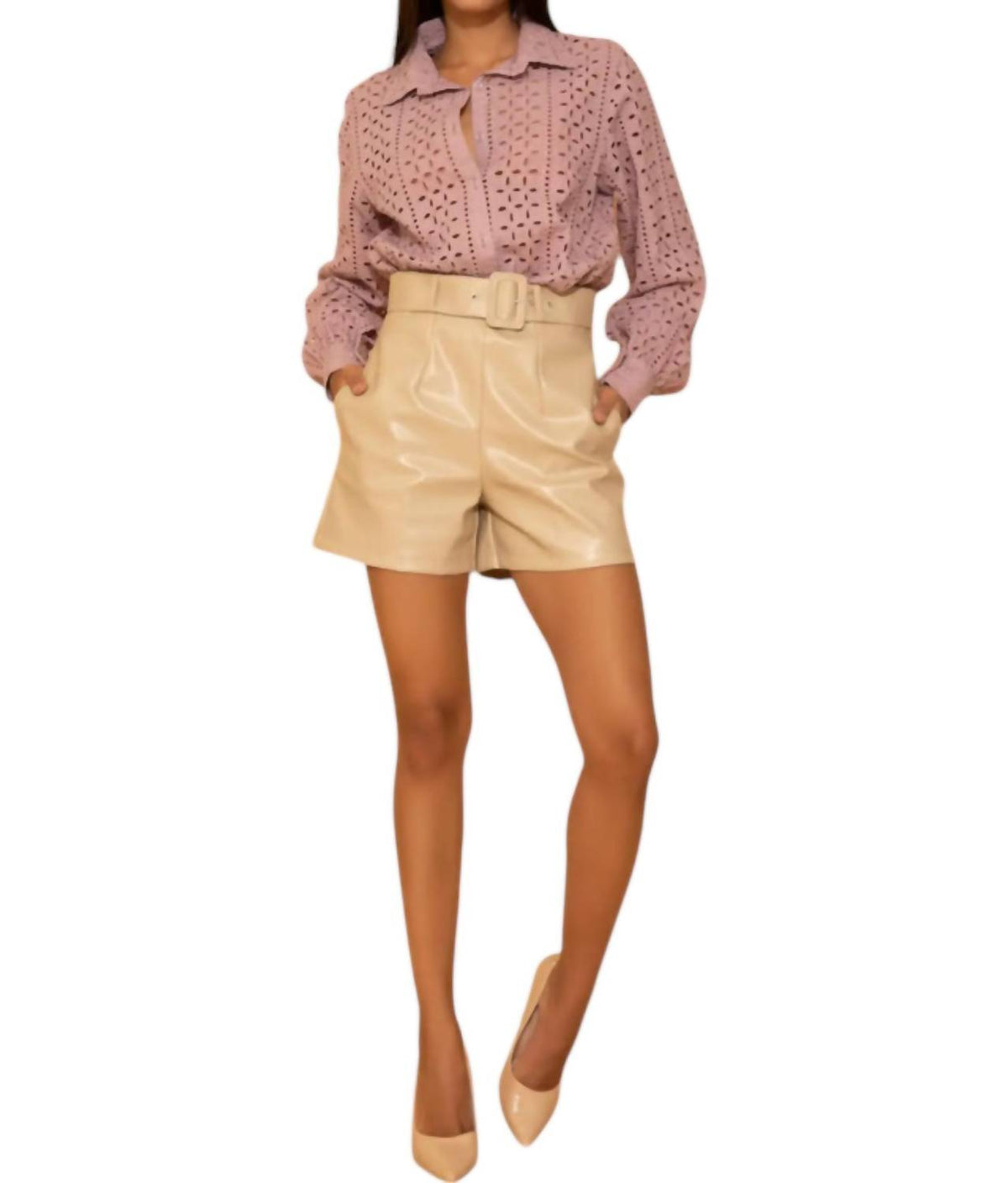 Golden - Selena Faux Leather Long Shorts