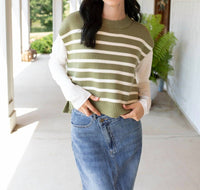 Miss Love Carefree Sweater Vest in sage - women's sweater