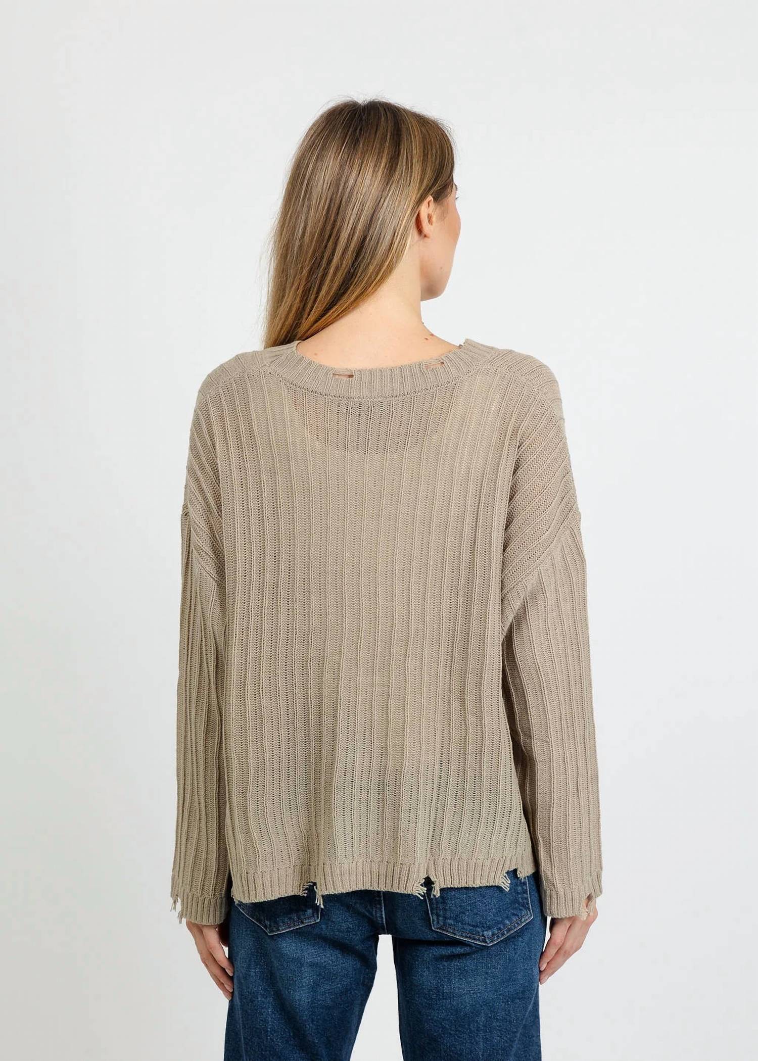 Terra - Contrast Stitch & Rib Sweater