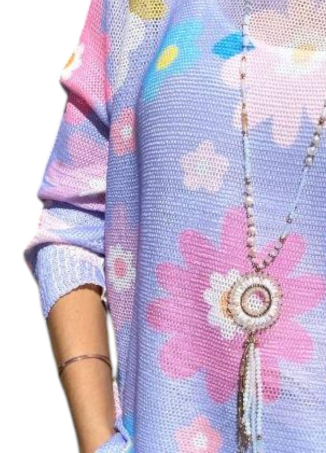 Look Mode Usa - Italian Floral Mesh Sweater
