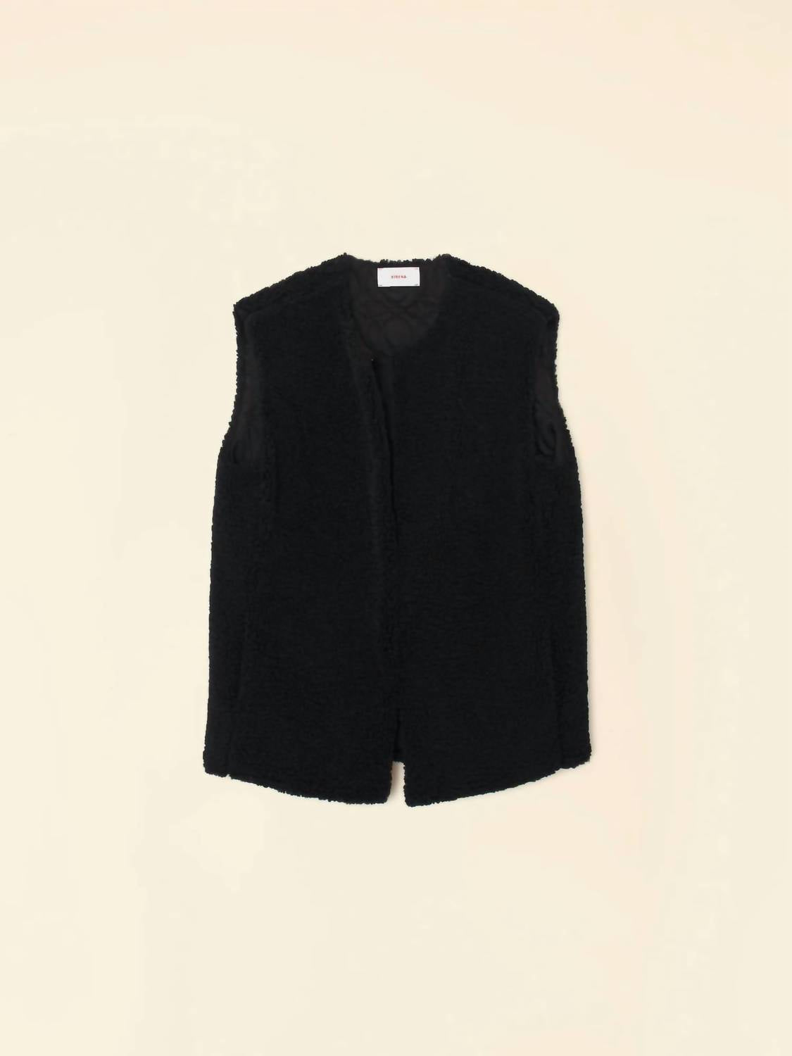 XIRENA Thea Y-neck Vest in black - women's jacket - detail view