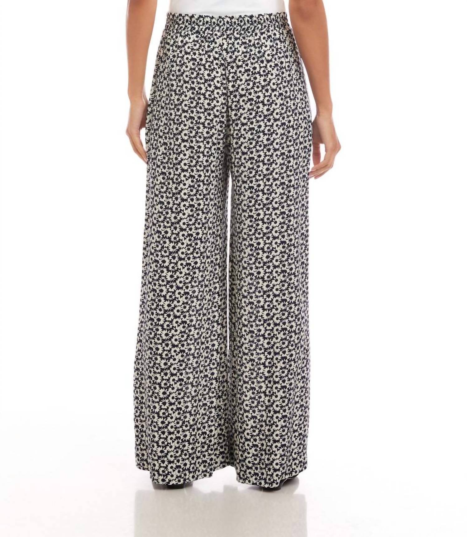 Karen Kane Wide-Leg Pants in daisy print - women's pants - detail view