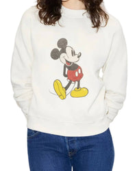 RE/DONE Mickey Mouse Classic Crewneck Sweatshirt in vintage white - women's top