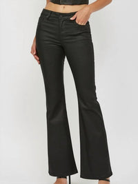 HIDDEN Happi Mid Rise Flare Jean in coated black - women's jeans