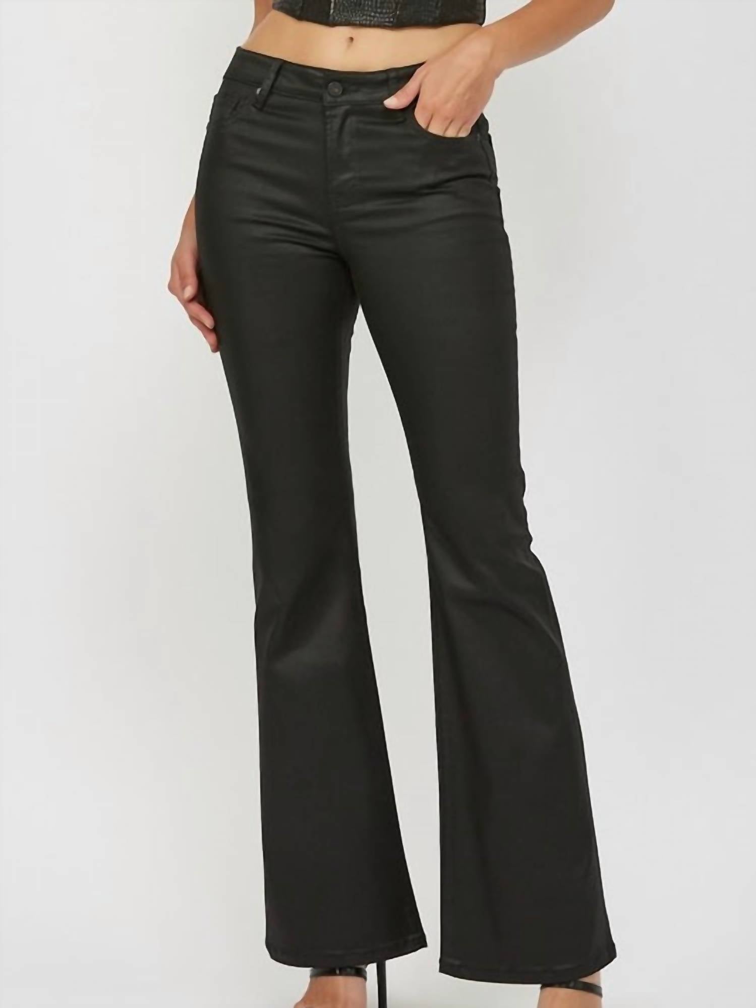 HIDDEN Happi Mid Rise Flare Jean in coated black - women's jeans