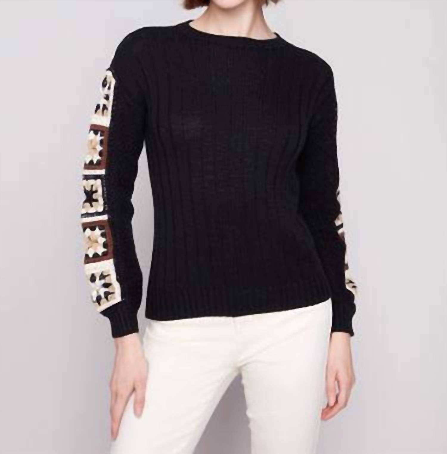 Charlie B - Crochet Sleeve Sweater