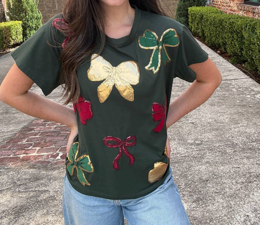 Queen Of Sparkles - Women's Custom Holiday Bow Tee