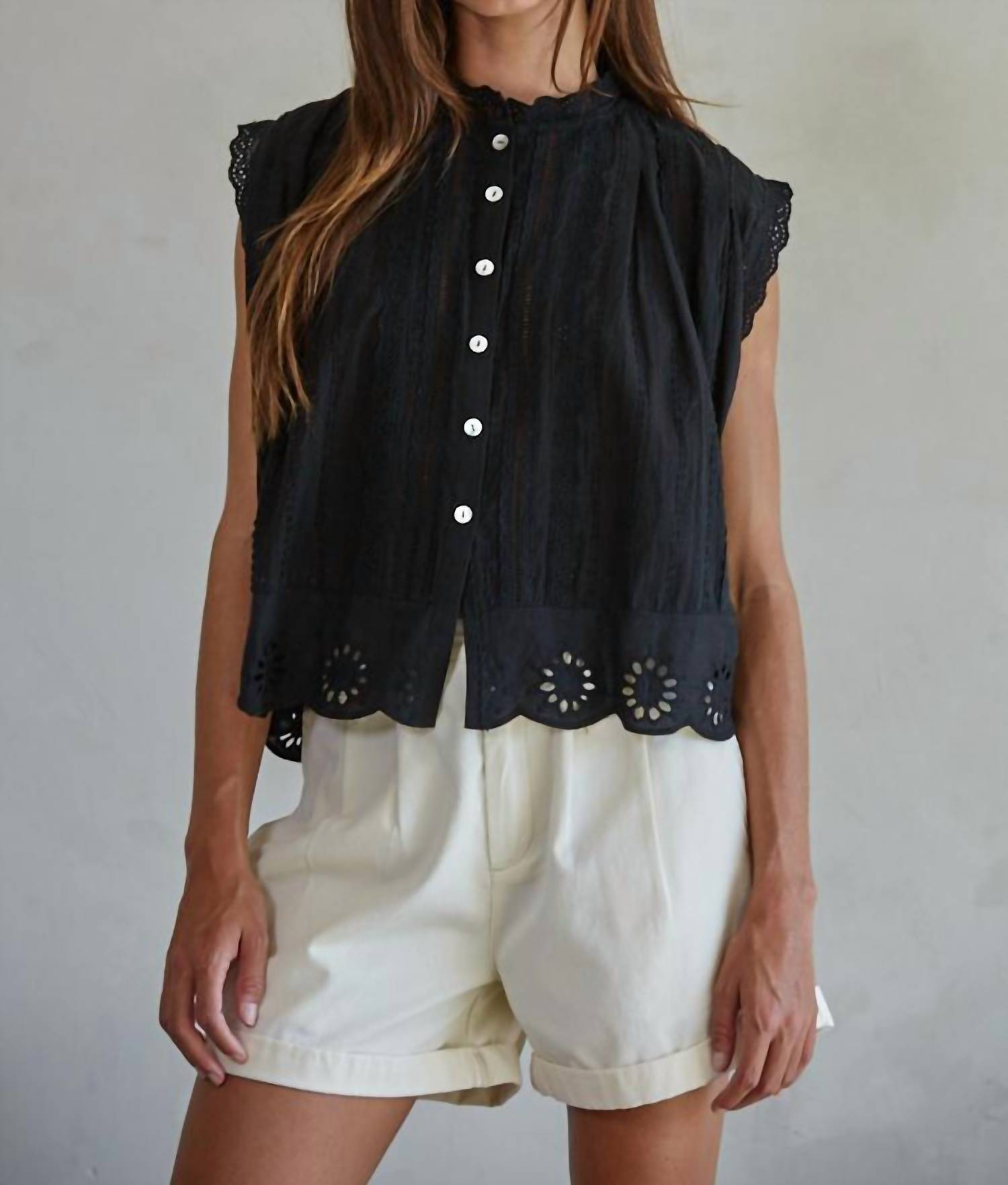 By Together - Eyelet Button-down Top