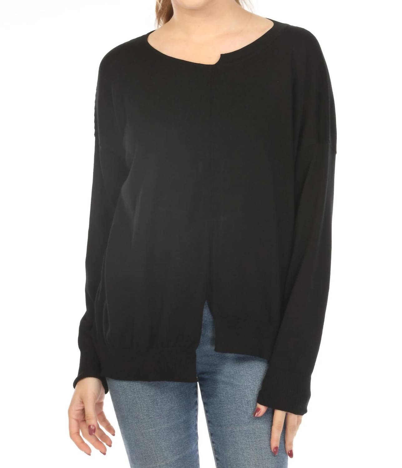 Planet By Lauren G. - Cut-out Boat Neck Sweater Top
