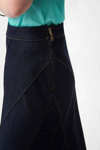 Joseph Ribkoff - Denim Flare Skirt with Exposed Zipper