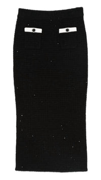 Self-Portrait - Textured Knit Midi Skirt