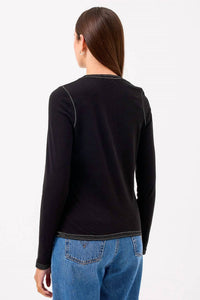 GOLDIE Celine Henley Top in black - women's long sleeve top - alternate view