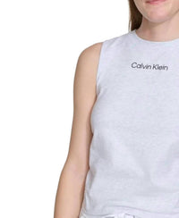 Calvin Klein - Women's Rouched Crewneck Logo Tank Top