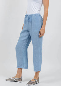 Elliott Lauren - Drawstring Pull-on Crop Linen Pants