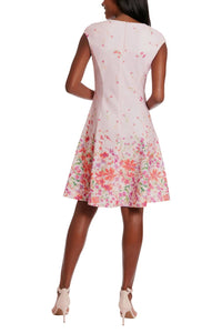London Times - Floral Cap Sleeve A-Line Dress